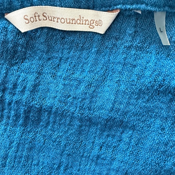 Soft Surroundings Deep Blue Button-Down Shirt - Picture 4 of 5